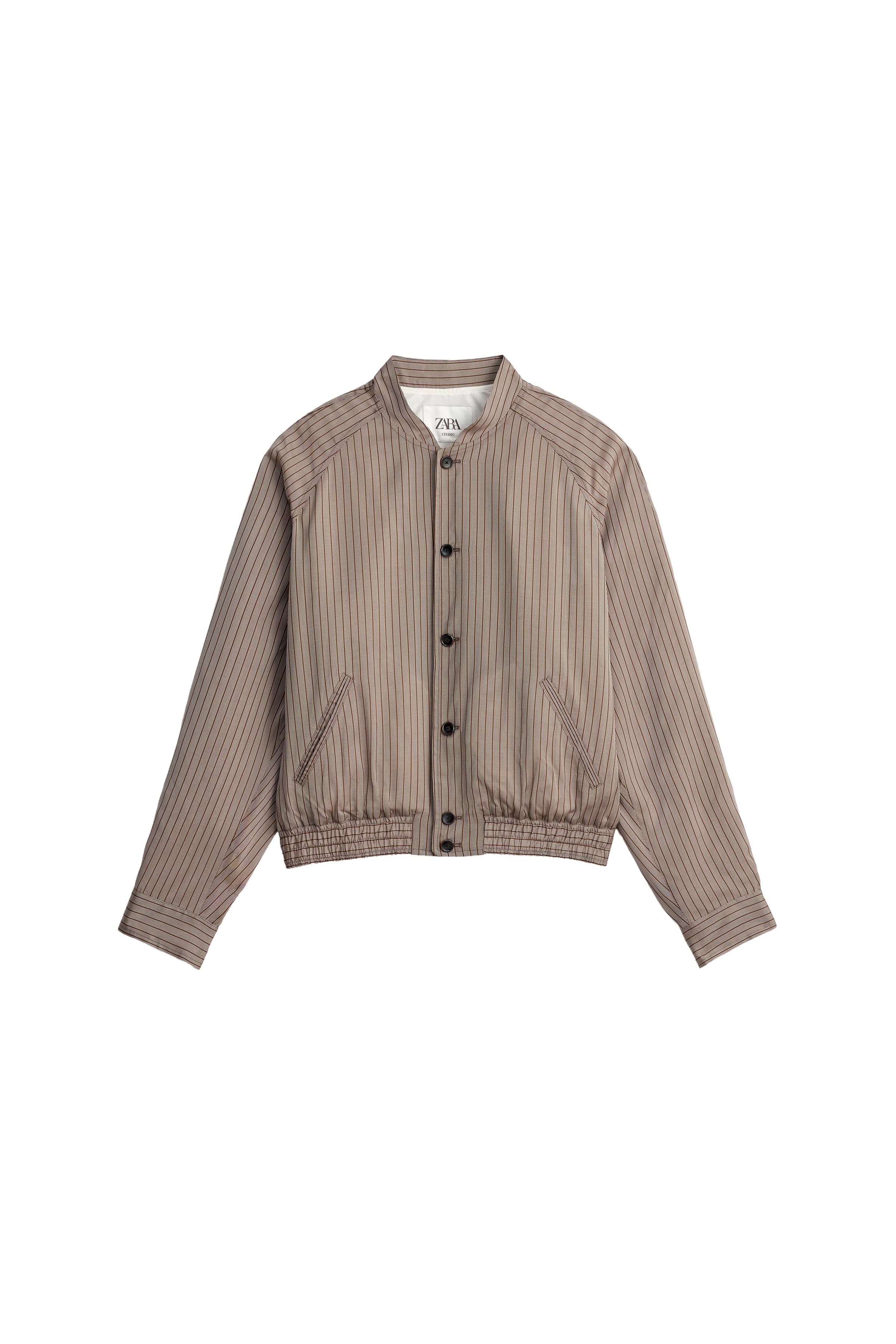 PENSİL ÇİZGİLİ CROP BOMBER CEKET