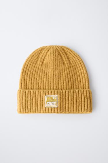 KNIT BEANIE WITH LABEL - Yellow by Zara - Image 3