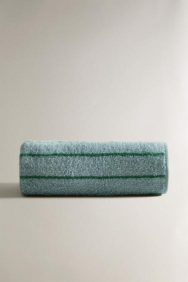 CHILDREN'S STRIPED VELOUR BATH TOWEL - Blue by Zara - Image 1