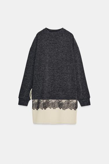 ROBE EFFET DOUX BIMATIÈRE - Gris chiné de Zara - Image 5