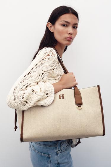 MAXI CANVAS TOTE BAG - Ecru by Zara