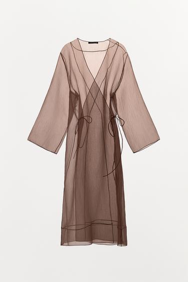 ORGANZA KIMONO - Burgundy by Zara