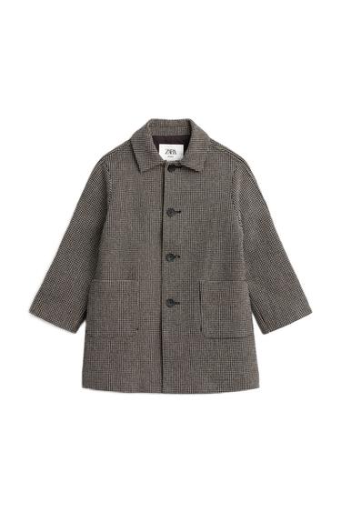 LIMITED EDITION HOUNDSTOOTH WOOL BLEND COAT - Ecru / Black by Zara