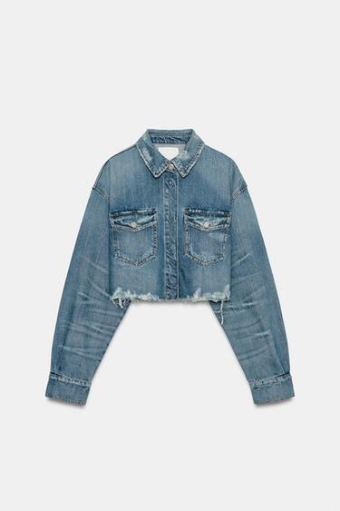 TRF CROP DENIM OVERSHIRT - Blue by Zara - Image 4