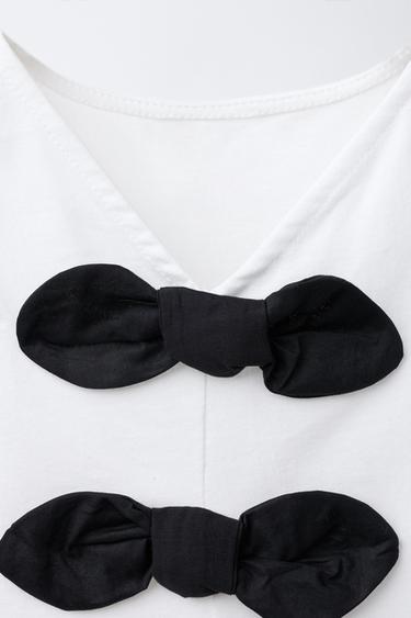 T-SHIRT COMBINÉ AVEC LACETS - Blanc de Zara - Image 2