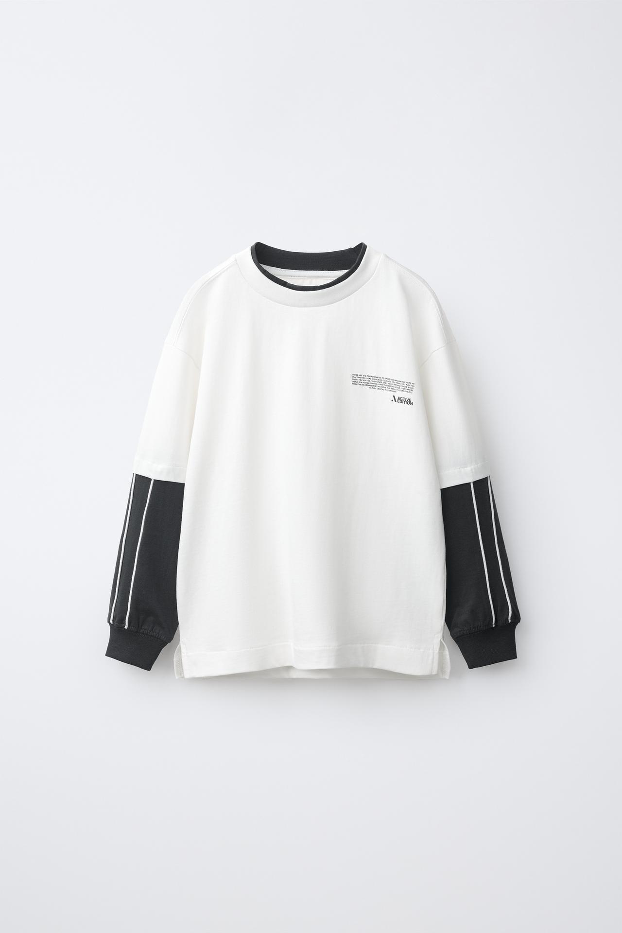 SPORTY LAYERED-SLEEVE T-SHIRT — White