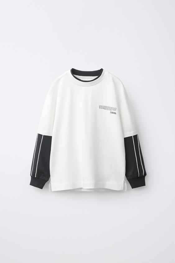 CAMISETA SPORTY DOBLE MANGA - Blanco de Zara - Imagen 0