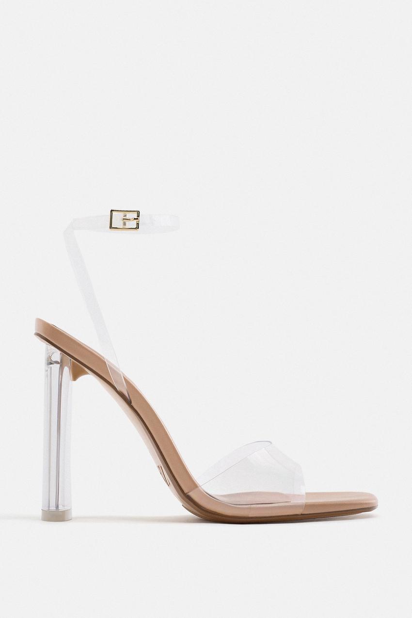 zara clear heel sandals