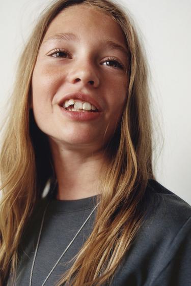 BASIC CROPPED T-SHIRT - Blue / Grey by Zara