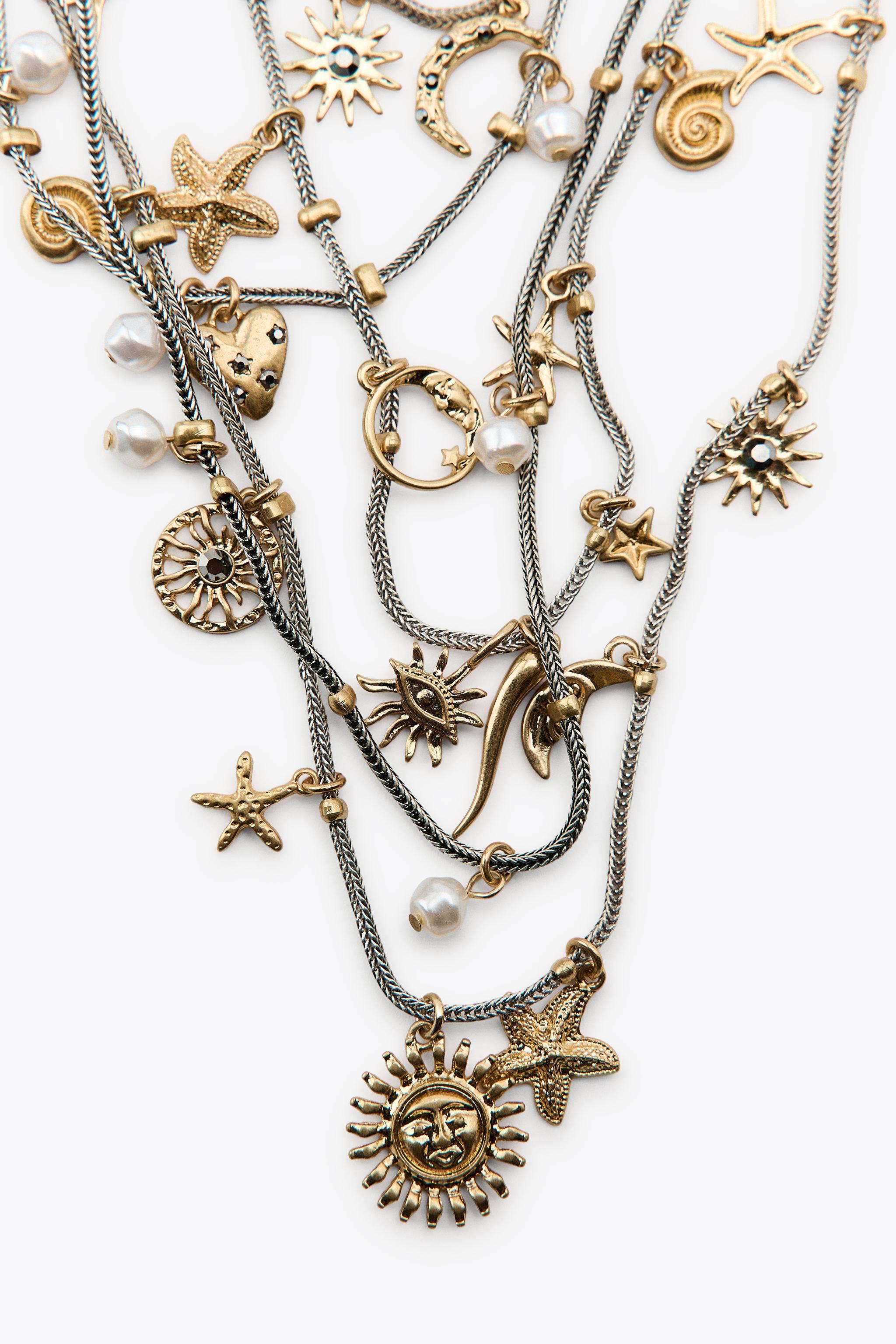 SEA CHARM MULTI-STRAND METAL NECKLACE