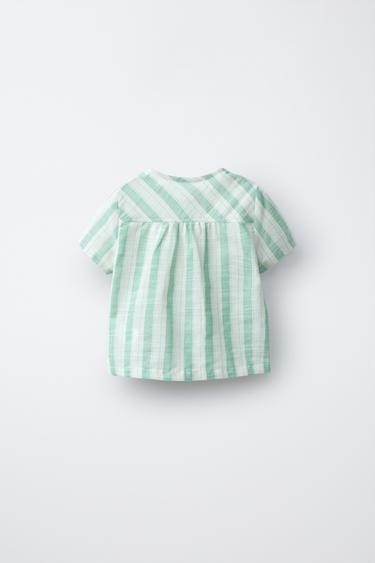 STRIPED SHIRT - Green by Zara - Image 1