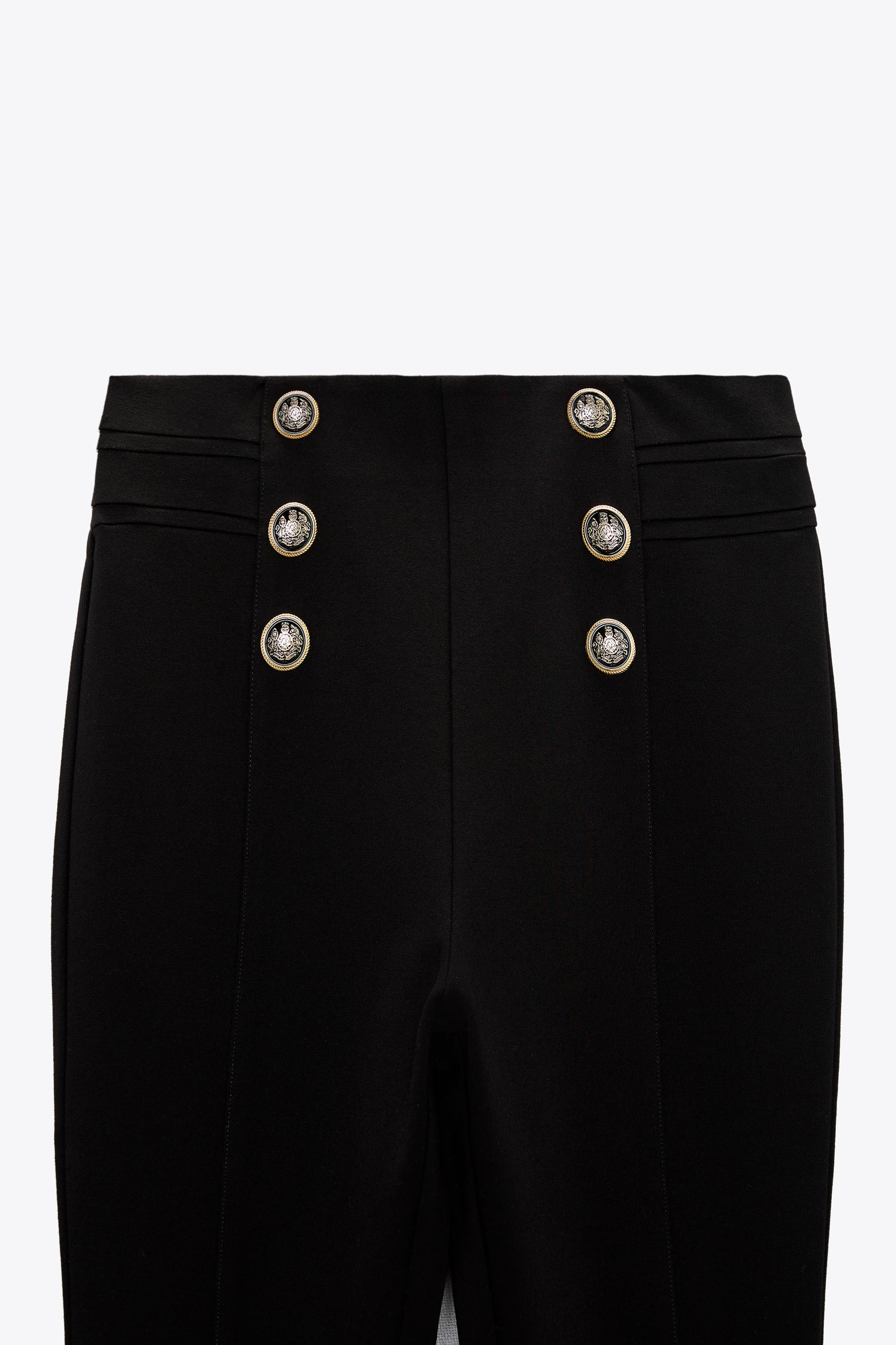 LEGGINGS WITH GOLD BUTTONS - Black