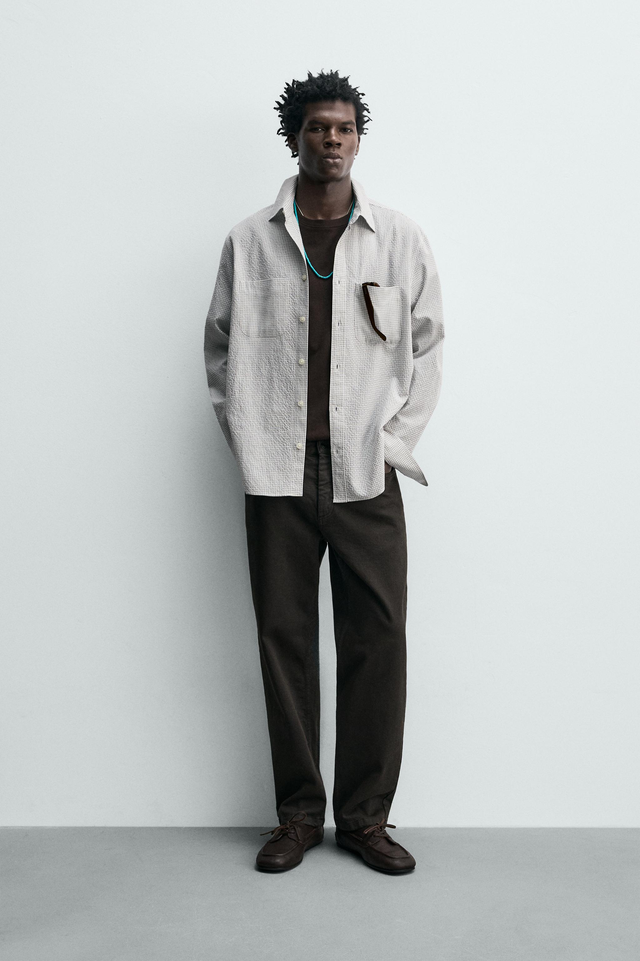 TEXTURED CHECK SHIRT - Sand / Blue | ZARA United Kingdom