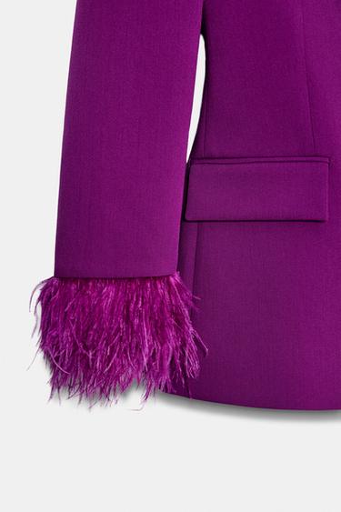 VESTE À ÉPAULETTES ET MANCHETTES EN PLUMES - Pourpre de Zara - Image 8