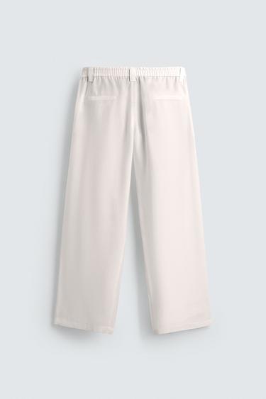 PANTALON FLUIDE PLIS LATÉRAUX - Blanc de Zara - Image 8