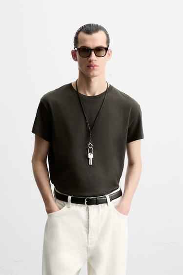 COTTON - HEMP T-SHIRT - Brown by Zara