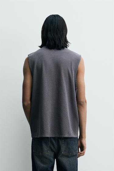 DÉBARDEUR EN MAILLE LAVÉE IMPRIMÉ - Gris bleu de Zara - Image 2