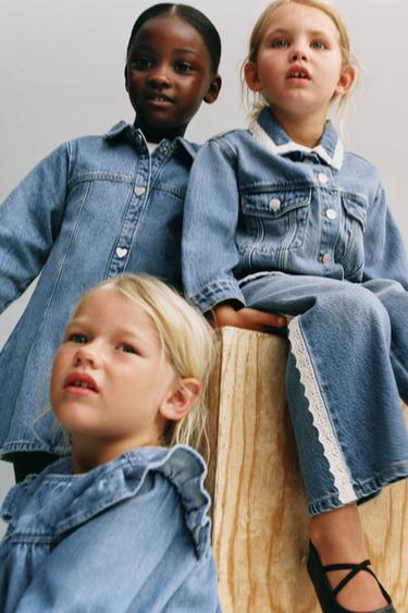 HEART BUTTON DENIM DRESS - Mid-blue by Zara