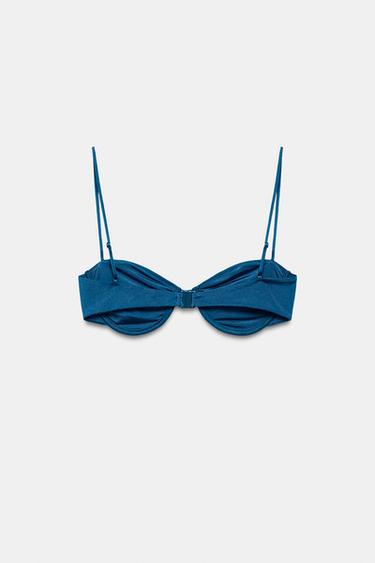 UNDERWIRED PLEATED BIKINI TOP - Blue by Zara - Image 2