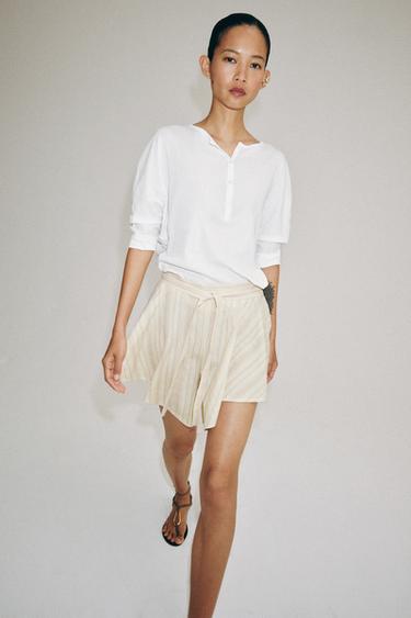 SHORT PLISSÉ À RAYURES ZW COLLECTION - rayures de Zara - Image 2