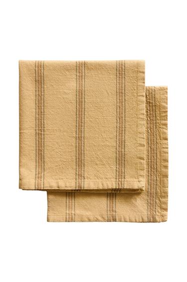 PACK OF STRIPED DYED THREAD NAPKINS (PACK OF 2) - Mustard by Zara