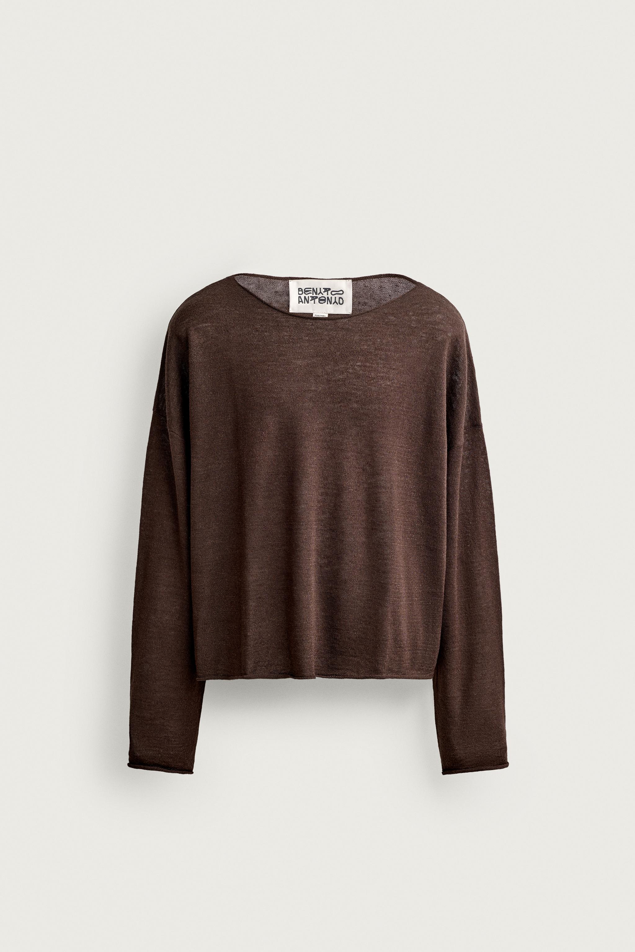 Zara KETEN - YÜN CROPPED FIT KAZAK