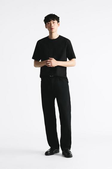 HEAVY WEIGHT SHORT SLEEVE T-SHIRT - Black by Zara