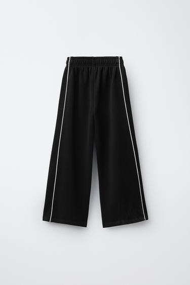 TROUSERS WITH MODAL AND CONTRASTING TRIM - Black by Zara - Image 1