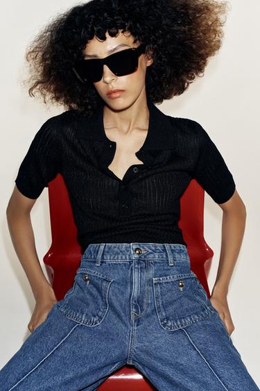 Z1975 HIGH-WAIST CULOTTE JEANS - Mid-blue by Zara