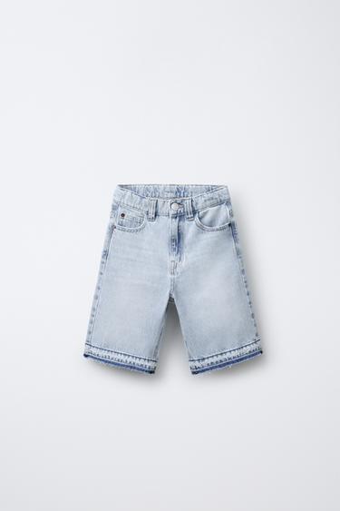 RELAXED BAGGY DENIM BERMUDA SHORTS - Blue by Zara