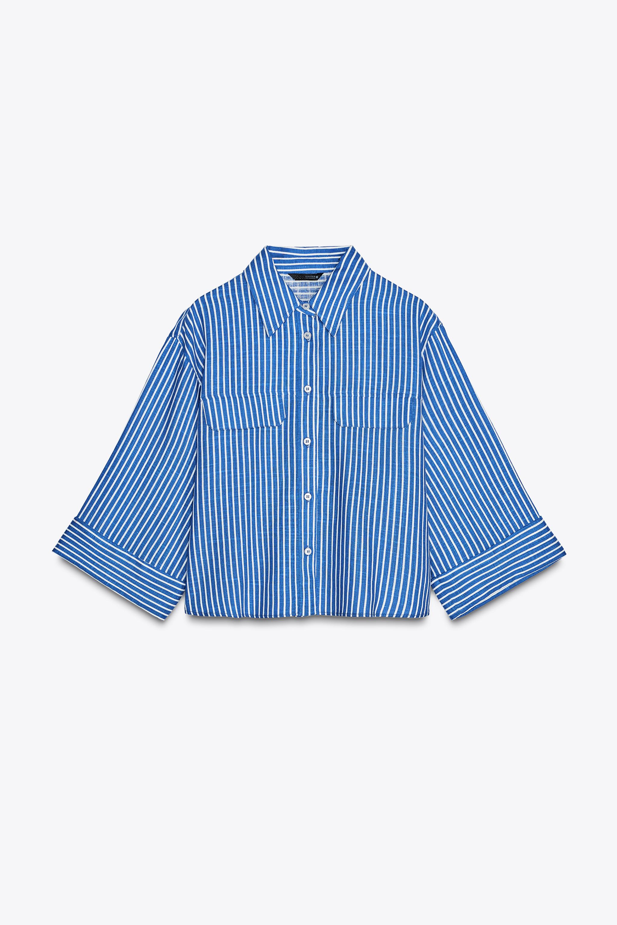 ZARA 現行品リネン混ストライプ柄ニットチュニック一回短時間着用