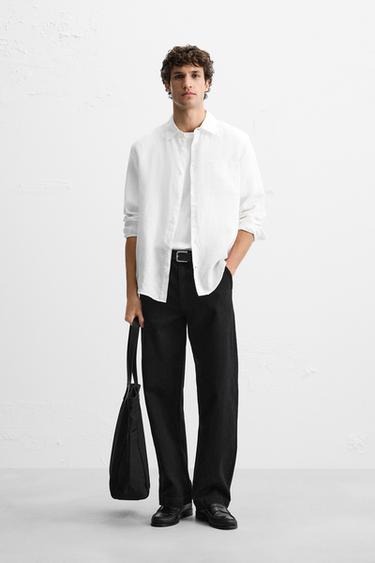 РУБАШКА ИЗ 100% ЛЬНА — БЕЛЫЙ от Zara