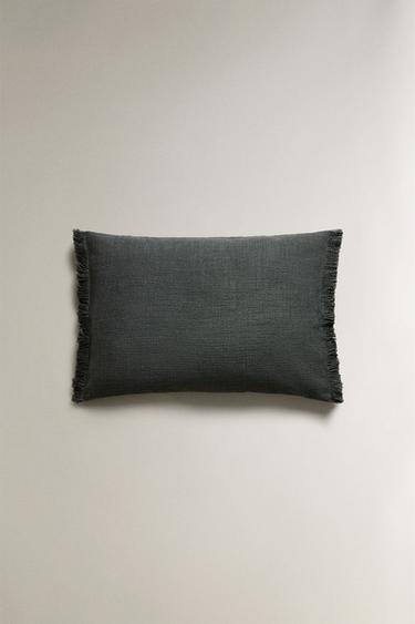 FRINGED CUSHION COVER - Duck blue by Zara - Image 0