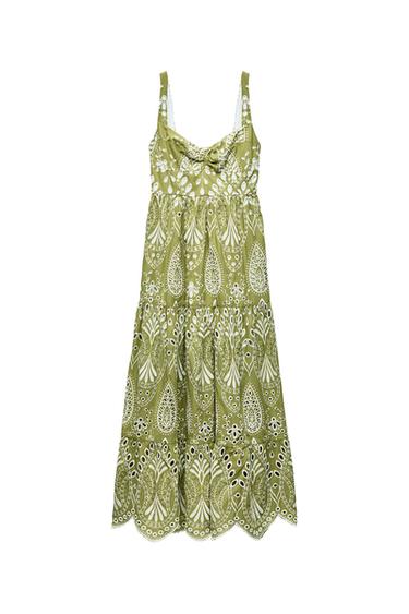 OPENWORK EMBROIDERY MIDI DRESS