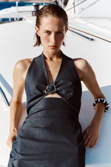 HALTER CUT-OUT MIDI DRESS - Indigo by Zara - Image 2