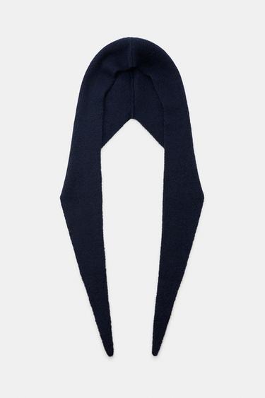 KNIT HOODIE SCARF — Navy blue 2