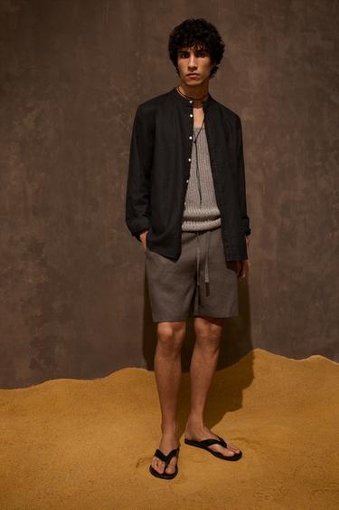 Zara LINEN - COTTON SHIRT - Black - Image 0
