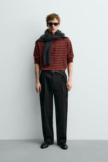 Zara STRIPED JACQUARD T-SHIRT AARON LEVINE X ZARA - Red
