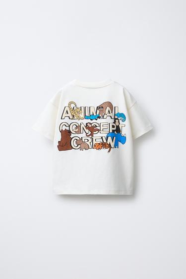 ANIMAL PRINT T-SHIRT - Oyster-white by Zara - Image 1