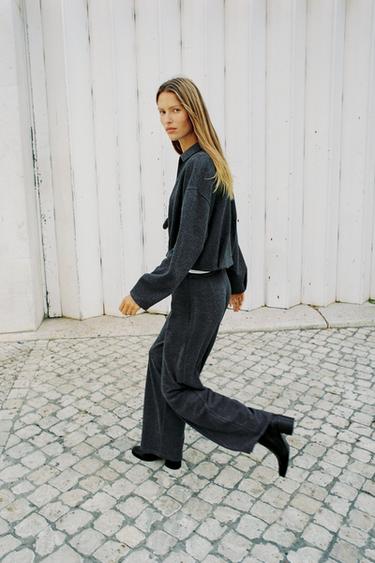 PANTALON EN SERGÉ SOFT - Gris chiné de Zara - Image 3