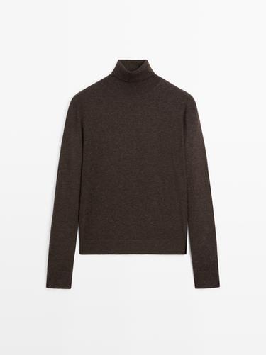 Zara Wool blend high neck knit sweater - Chocolate