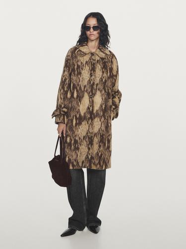 Zara Long wool blend snakeskin print coat - 319