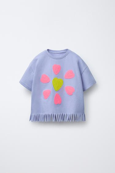 MAGLIETTA RICAMI FRANGE - Lavanda di Zara