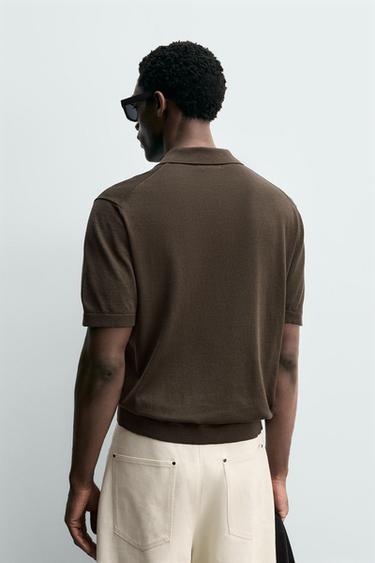 REGULAR FIT KNIT POLO SHIRT - Olive green by Zara - Image 2