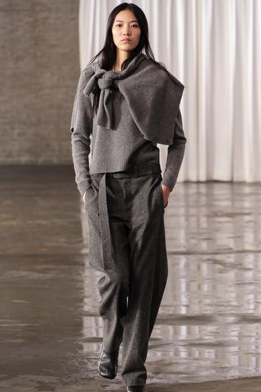 БРЮКИ WIDE-LEG ИЗ СМЕСОВОЙ ШЕРСТИ — ZW COLLECTION — СЕРЫЙ С МЕЛАНЖЕВЫМ ЭФФЕКТОМ от Zara — изображение 0