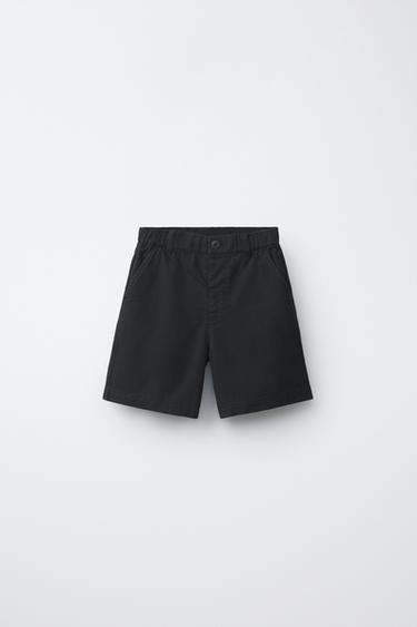 SHORT EN COTON ET LIN - Noir de Zara
