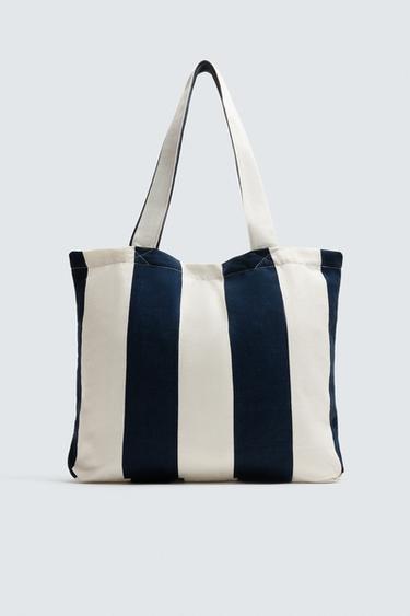 BOLSO SHOPPER TEJIDO - Azul de Zara