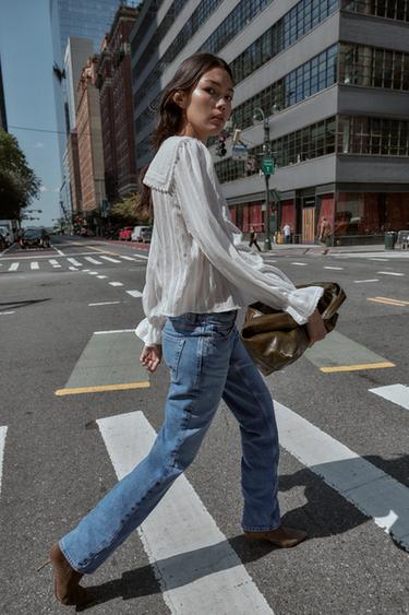 LACE TRIM PETER PAN COLLAR SHIRT - Oyster-white by Zara - Image 2