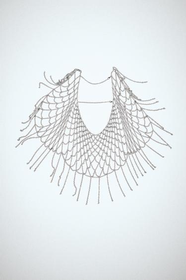 LIMITED EDITION FRINGED RING CAPE NECKLACE - Silver by Zara