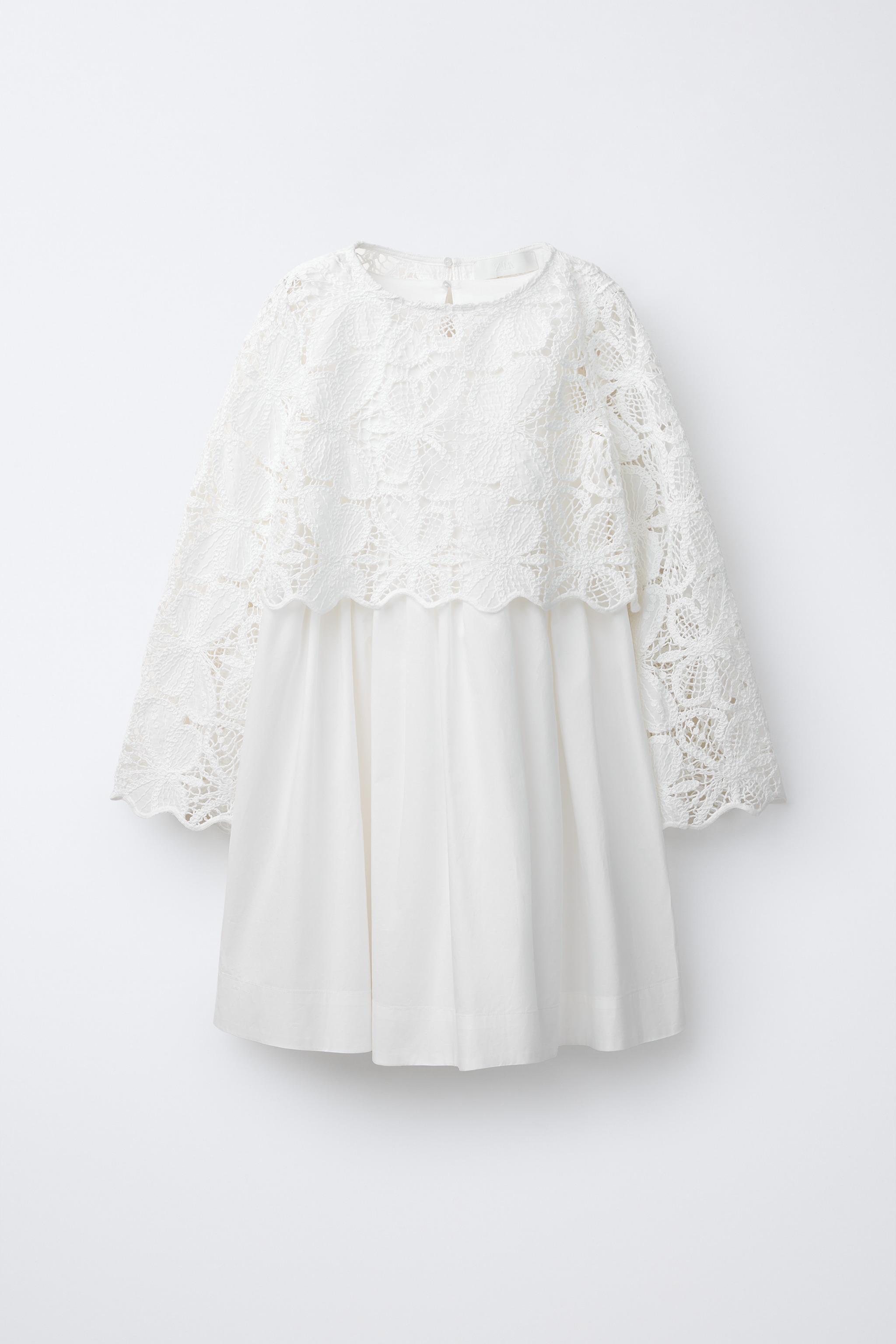 DOUBLE COMBINATION LACE DRESS - White | ZARA United States DOUBLE COMBINATION LACE DRESS - White | ZARA United States